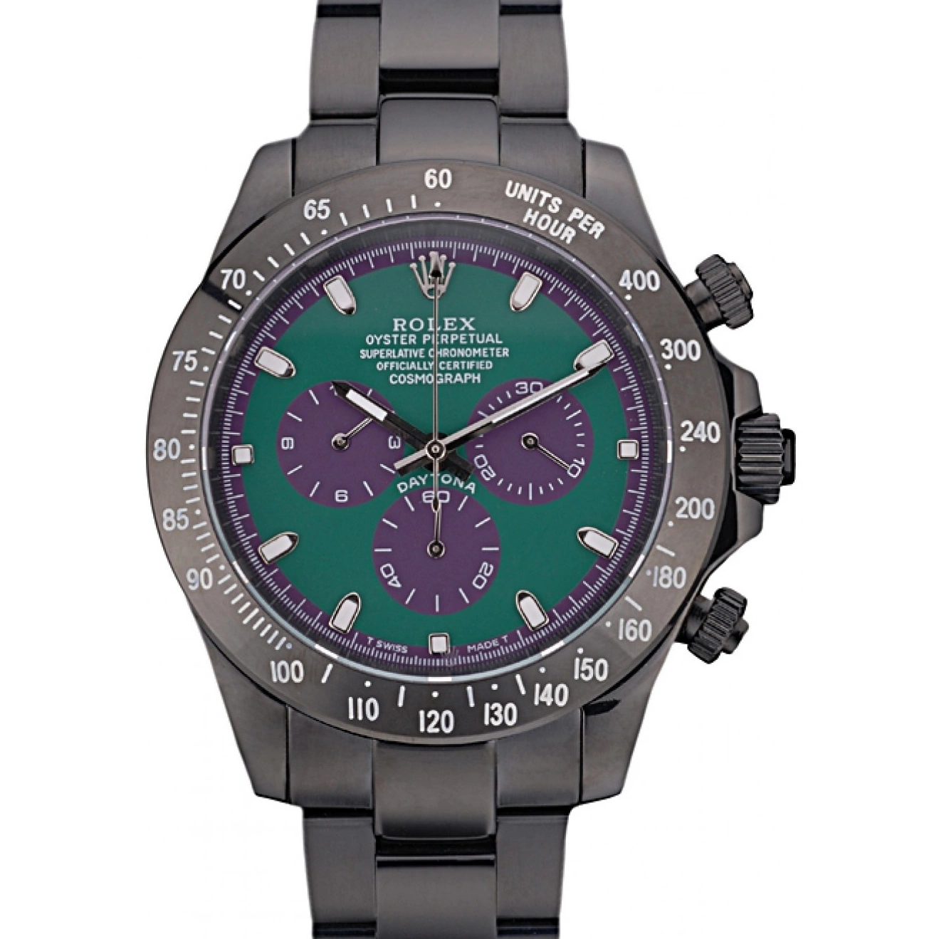 80246 Rolex Daytona Green Plated Tachymeter Ion Strap Dial Stainless Steel Black Black 0529